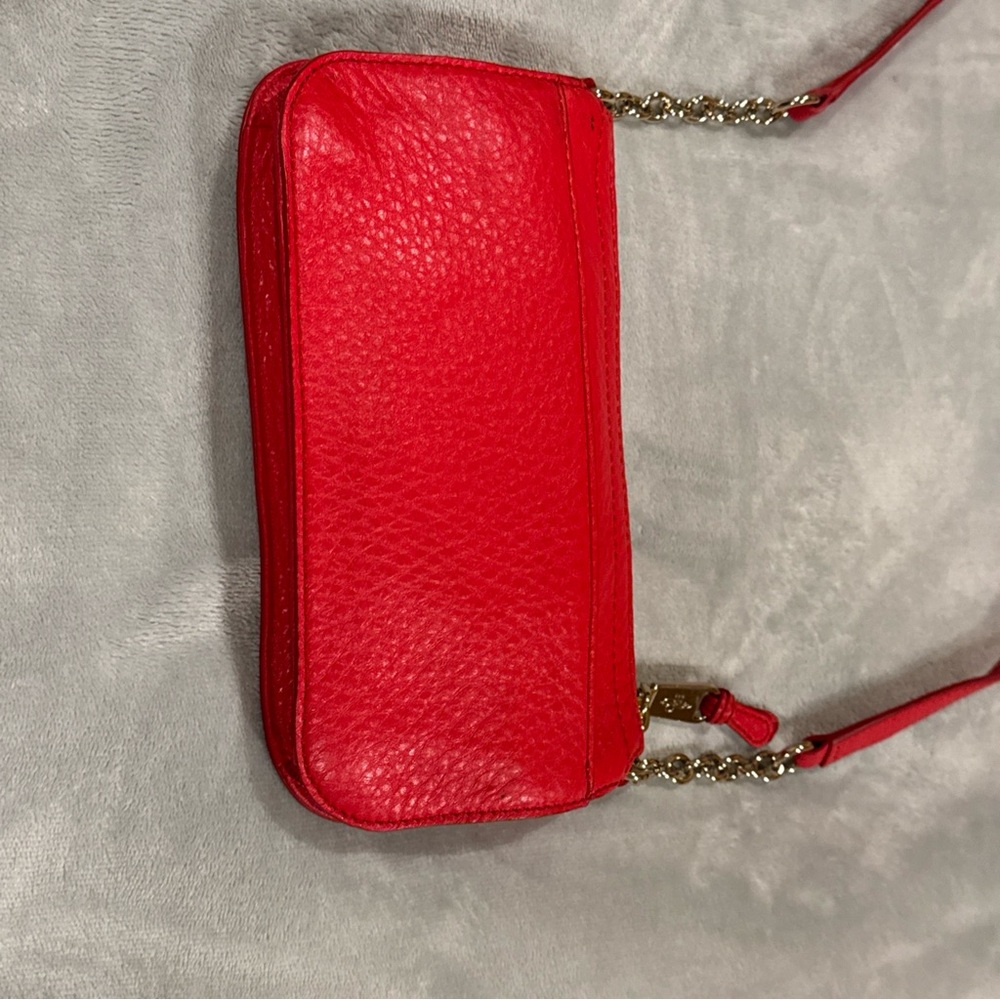 Cole Haan Red Pebbled Leather Crossbody Bag (8”x 5”) zip top closure - Picture 11 of 16